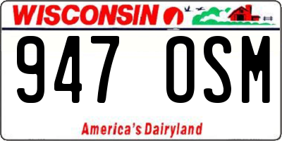 WI license plate 947OSM