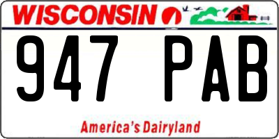 WI license plate 947PAB