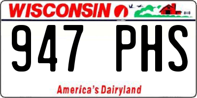 WI license plate 947PHS