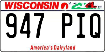 WI license plate 947PIQ