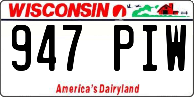 WI license plate 947PIW