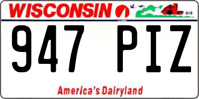 WI license plate 947PIZ