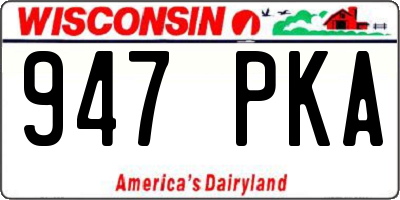WI license plate 947PKA
