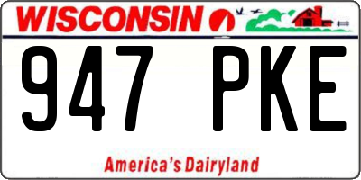 WI license plate 947PKE