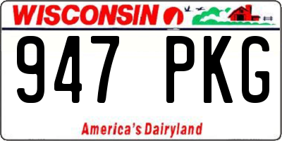 WI license plate 947PKG