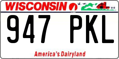 WI license plate 947PKL