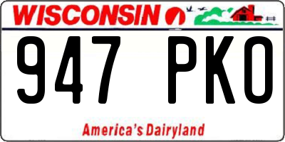 WI license plate 947PKO