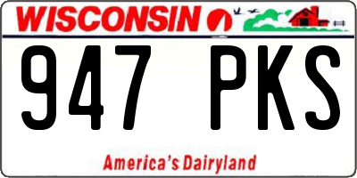 WI license plate 947PKS