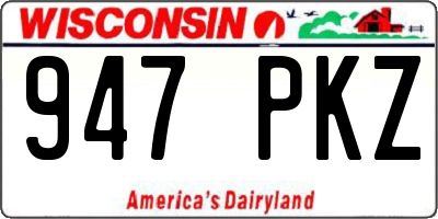 WI license plate 947PKZ