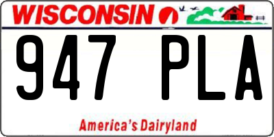 WI license plate 947PLA