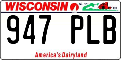 WI license plate 947PLB