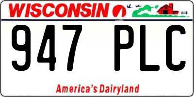 WI license plate 947PLC