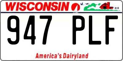 WI license plate 947PLF