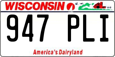 WI license plate 947PLI