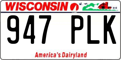 WI license plate 947PLK