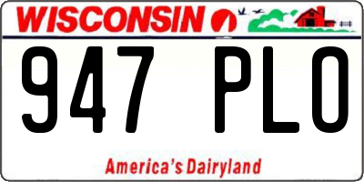 WI license plate 947PLO