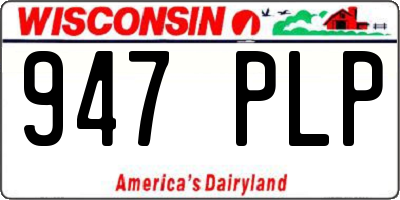 WI license plate 947PLP