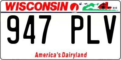 WI license plate 947PLV