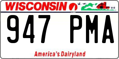 WI license plate 947PMA
