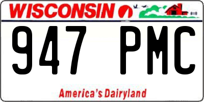 WI license plate 947PMC