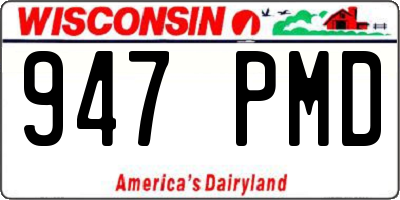 WI license plate 947PMD