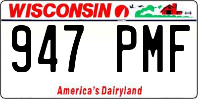 WI license plate 947PMF
