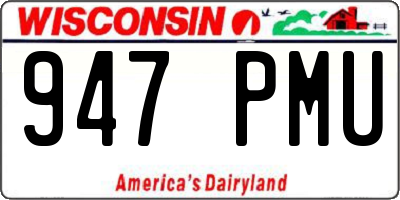 WI license plate 947PMU