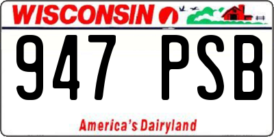 WI license plate 947PSB
