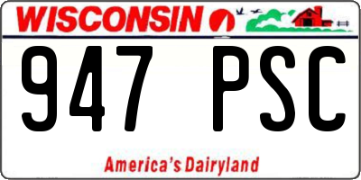 WI license plate 947PSC