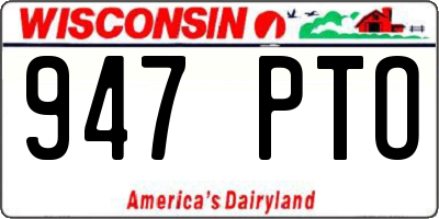 WI license plate 947PTO