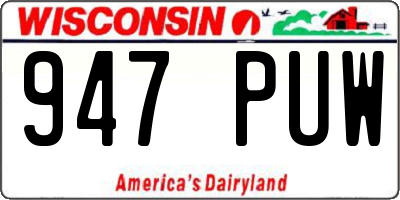 WI license plate 947PUW