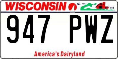 WI license plate 947PWZ