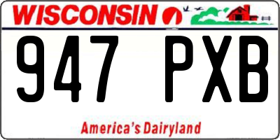 WI license plate 947PXB