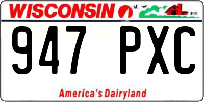 WI license plate 947PXC