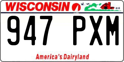WI license plate 947PXM