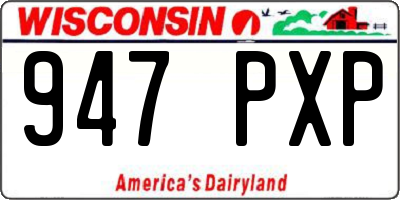 WI license plate 947PXP
