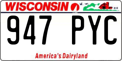 WI license plate 947PYC