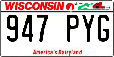 WI license plate 947PYG