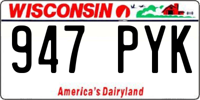 WI license plate 947PYK