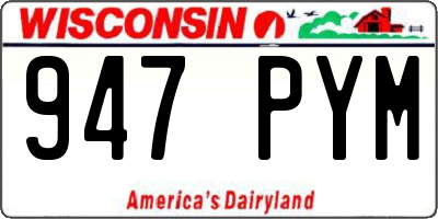 WI license plate 947PYM