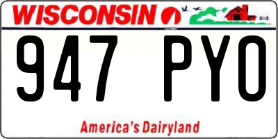 WI license plate 947PYO