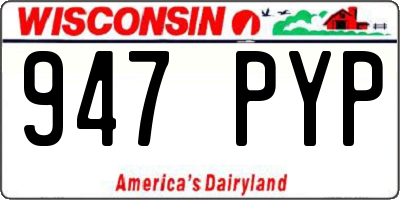 WI license plate 947PYP
