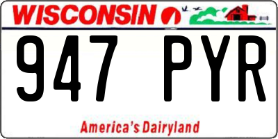 WI license plate 947PYR