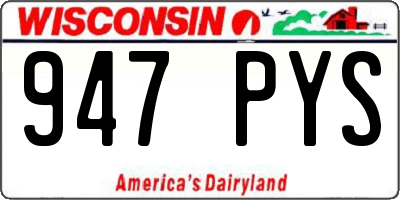 WI license plate 947PYS