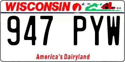 WI license plate 947PYW