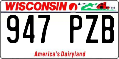 WI license plate 947PZB