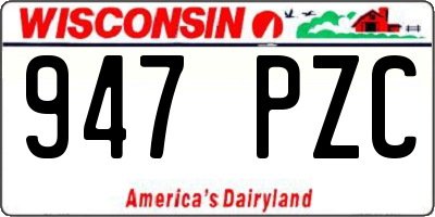 WI license plate 947PZC