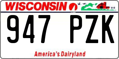 WI license plate 947PZK