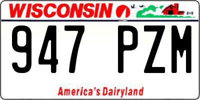 WI license plate 947PZM