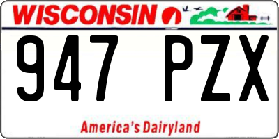 WI license plate 947PZX